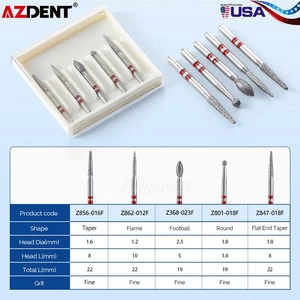 USA Dental Diamond Burs Kit High Speed FG 1.6mm for Cutting Zirconia AZDENT - Picture 1 of 13