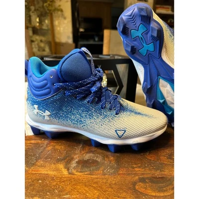 Under Armour Football Cleats Spotlight Franchise 2.0 Blue White UA Size 5Y - Image 1 of 4