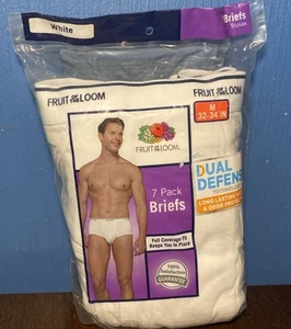 Fruit of the Loom Men's 7-Pack White Brief Underwear Dual Defense, SIZE M 32-34 - Picture 1 of 11
