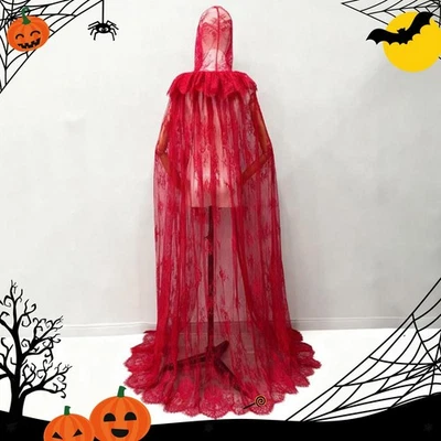 Mantello con cappuccio, lungo mantello gotico per spettacoli teatrali, - Immagine 1 di 4