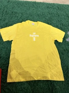 Size M - Supreme CROSS BOX LOGO TEE Yellow T Shirt FW20 - Picture 1 of 8