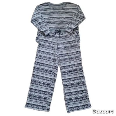 Juego de pijama Nautica para mujer gris blanco polar súper suave cálido cómodo 2 piezas M Foto 1 de 4