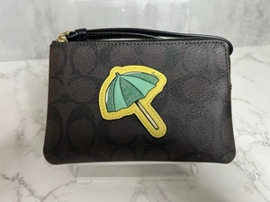 Coach Ombrellone da Spiaggia Marrone/Nero Polso in Pelle Nuovo con Etichette - Foto 1 di 4