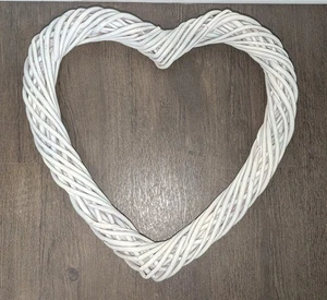 Large White Rattan Heart Shaped Wreath Form 16 Inch  - Picture 1 of 4