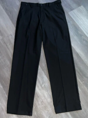 Pantalones planos expandibles flexibles rendimiento derecho fresco Haggar Classic Fit 34x32 negros Foto 1 de 4