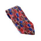 J Garcia Mens Necktie Arches Collection 31 100% Silk Abstract Red Blue 60" EUC