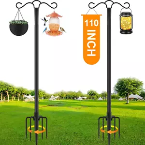 Double Shepherds Hook for Outdoor with 5 Prong Base 110 Inch Heavy Duty Two Side - Picture 1 of 12