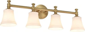 Hanaloa Bathroom Vanity Light Fixtures Traditional Aged Brass 4 Lights Opal Shde - Picture 1 of 2