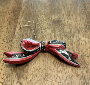 Vintage House Of Hatten 1989 Bow Shaped Christmas Ornament with Flowers - Picture 1 of 7