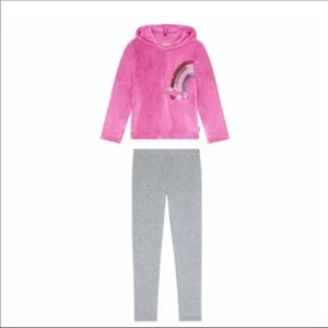 BCBG Girls Plush hoodie & leggings pink sequin rainbow, size M (10/12) - NWT - Picture 1 of 3