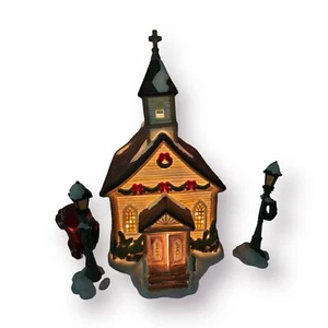 Banco de Trabajo Santa Capilla de la Esperanza Iglesia 2001 Pueblo de Navidad Edificio Iluminado - Imagen 1 de 11