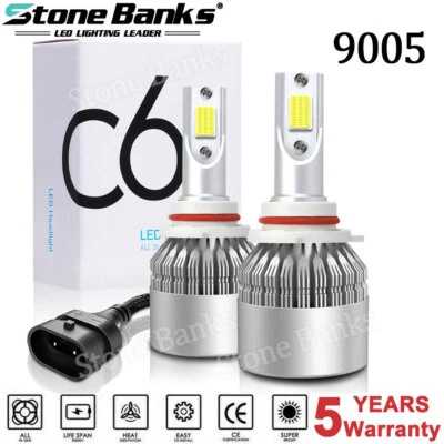 2x 6500K Blanco 9005/HB3 LED Faro Luz Alta Bombilla Kit COB Luces Antiniebla 360000LM Foto 1 de 4