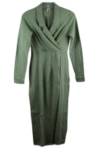 ASOS Tall Green Women's Long Dress Long Sleeve V Neck Size 4 051 - Picture 1 of 6