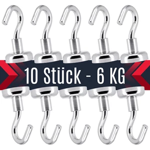 10 Stück Magnethaken Topfmagnet mit Haken D 16 mm 6 Kg Neodym Magnet M4 Gewinde - Bild 1 von 6