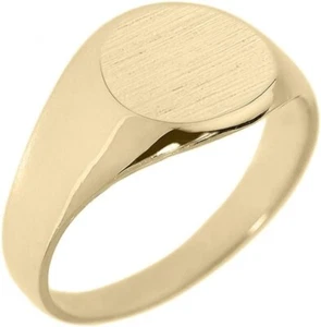 Men's 14k yellow gold Engravable signet Engagement Ring | Engrave your name\word - Picture 1 of 2