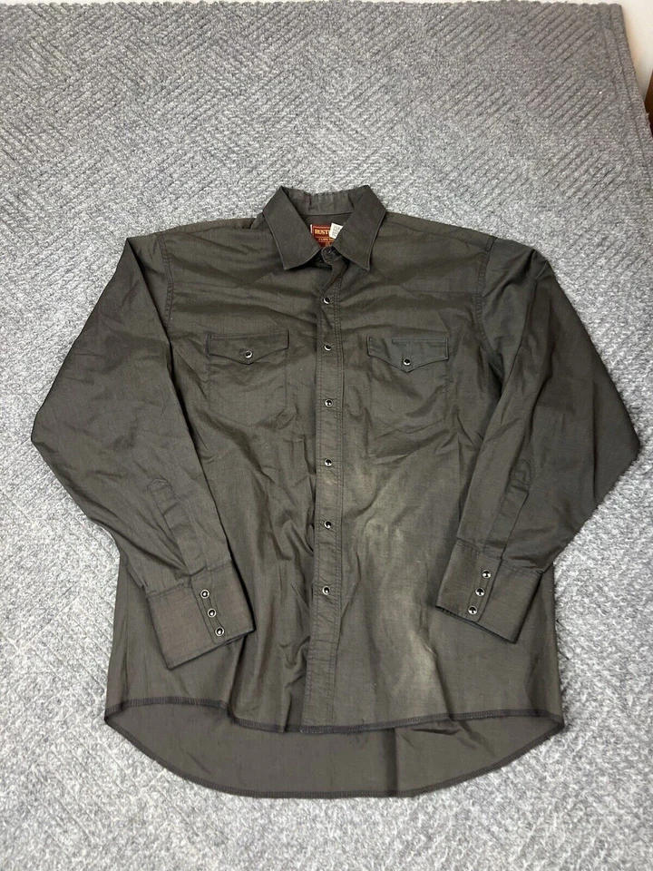 Vintage 90's Rustler Shirt Men's XL 17.5 34/35 Pearl Snap Gray Western Adult - Image 1 of 4