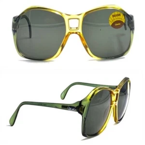 Gafas de sol vintage Zeiss verdes y amarillas de gran tamaño, nuevas, unisex, Alemania Occidental - Imagen 1 de 3