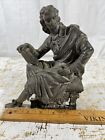 Antique Cast Iron Male Statue Victorian Sculpture Mantle Clock Scholar Rare VTG