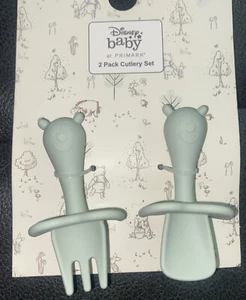 Disney Winnie the Pooh 2-Pack cutlery set baby silicone toddler mini fork spoon - Picture 1 of 1