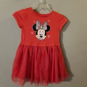 Disney Girls Minnie Mouse Red Short Sleeve Dress Tulle Skirt Size Large 10/12 - Picture 1 of 5