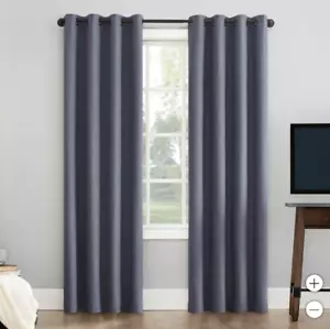 Sun Zero Easton Energy Saving Blackout Grommet Curtain Panels 100"x84" Navy Blue - Picture 1 of 7