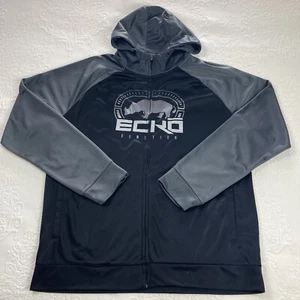 Ecko Hoodie Men's XL Black Gray Sweatshirt Full Zip Spell Out Logo Hiphop Y2K - Picture 1 of 13