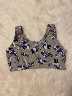 Fruit Of The Fruit Loom Bra Womens Size 38 Gray Blue Floral Wireless - Image 1 of 4