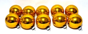 Vintage Chirstmas Ornaments Shiny Bright Balls 2" Gold Set 10 - Picture 1 of 5
