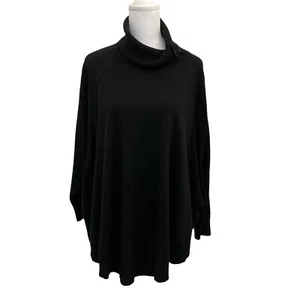 Talbots Lambswool Blend Dolman Sleeve Relaxed Turtleneck Sweater Black size S/M - Picture 1 of 7