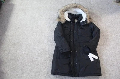 Madden Girl Womens Size Large Black Long Warm Winter Removable Hood Coat - Image 1 of 4