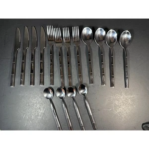 16-teiliges Edelstahl Bambus Besteck - Bild 1 von 5