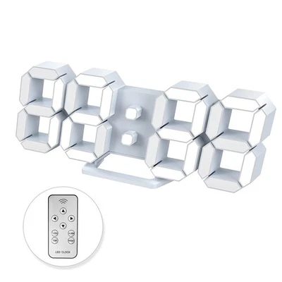 Led Digital Alarm, 3D Wall Clock Desk Auto Dimming 12/24 Hour Date Temperatur... - Image 1 of 4