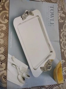Towel Silversmiths Rectangular 20" Serving Tray Grapes And Leaf Handle - Picture 1 of 5