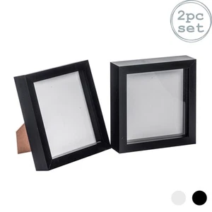 2x 3D Box Photo Frames Standing Hanging Craft Shadow Picture Frame 6 x 6" Black - Picture 1 of 7