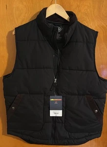 Black Puffer Vest Mens Medium Snap Pockets - Picture 1 of 4