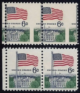 1338 - Misperf Error / EFO Pair Disappearing Flagpole Flag Over White House MNH - Picture 1 of 1