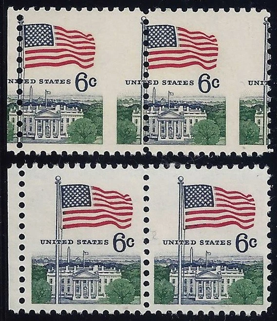 1338 - Misperf Error / EFO Pair Disappearing Flagpole Flag Over White House MNH - Image 1 of 1