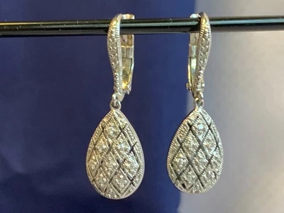 Sterling Silver ESPO Cubic Zirconia Earrings 5.4g Fine Jewelry Dangles *READ* - Image 1 of 4
