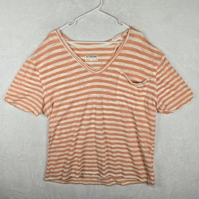Camiseta a rayas Free People All I Need túnica de gran tamaño naranja mezcla de lino talla mediana Foto 1 de 4