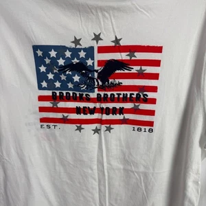 Brooks Brothers Mens T-Shirt Size Large White American Flag Patriotic NEW - Picture 1 of 5