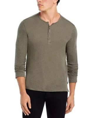 Рубашка мужская JOHN VARVATOS XL зеленая серая Henley с длинным рукавом WALDEN из тикового дерева - Изображение 1 из 4