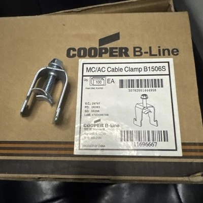 EATON B-LINE Box Of (100) B-Line B1506s 3/8” MC Cable Clamp For Unistrut