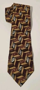 Ermenegildo Zegna Men's Rust Navy & Red Geometric Silk Necktie 58 x 3.75 in. - Picture 1 of 4