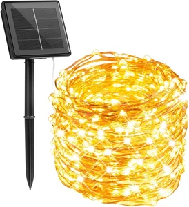 Solar String Lights for Outside, 33Ft 100 LED Outdoor Solar Fairy Lights, 8 Mode - Picture 1 of 12