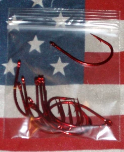 matzuo 6/0 red chrome o'shaugnessy short shank fishing hooks qty 10 - Picture 1 of 1