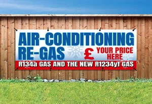 AIR CONDITIONING RE GAS (ADD YOUR PRICE) PVC Printed BANNER OUTDOOR SIGN Eyelets - Picture 1 of 1