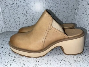 Womens Sorel Tawny Buff Canoe Leather Hi Line Heel Mule Shoes Size 11 New - Picture 1 of 10