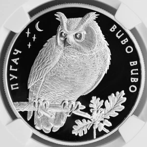 UKRAINE 10 Hryven 2002 Silver 1oz. NGC PF69UC 'Eurasian Eagle Owl' Top Pop! - Picture 1 of 3