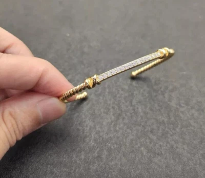 4Ct Round Cut Lab Created Diamond Tennis Women Bangle 14k Yellow Gold Plated - Image 1 of 2