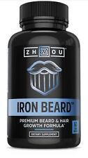 Zhou Nutrition Iron Beard 60 Veggie Capsules Premium Hair Growth Formula 12/25